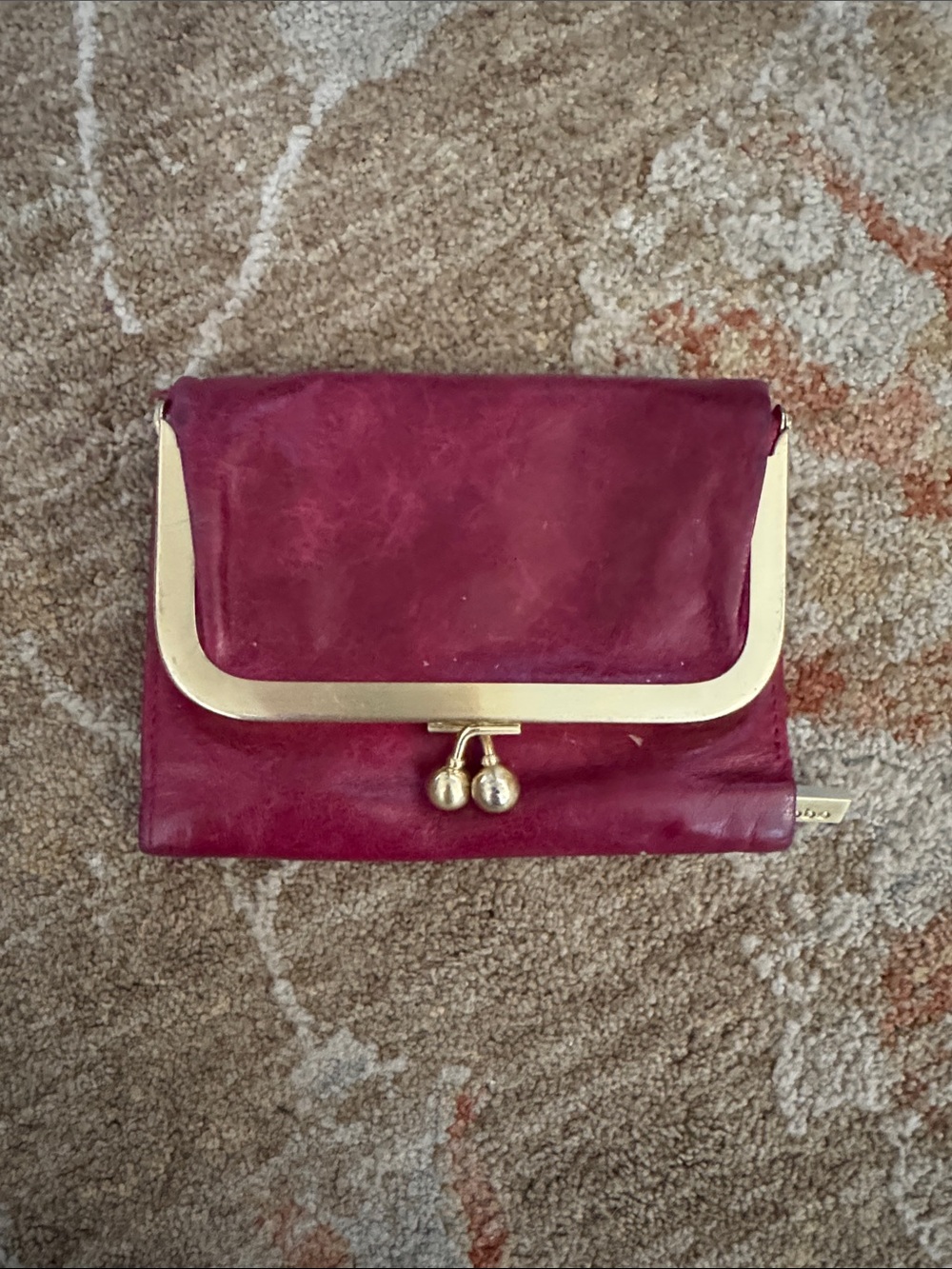 Hobo Burgundy Leather Wallet with Kisslock
